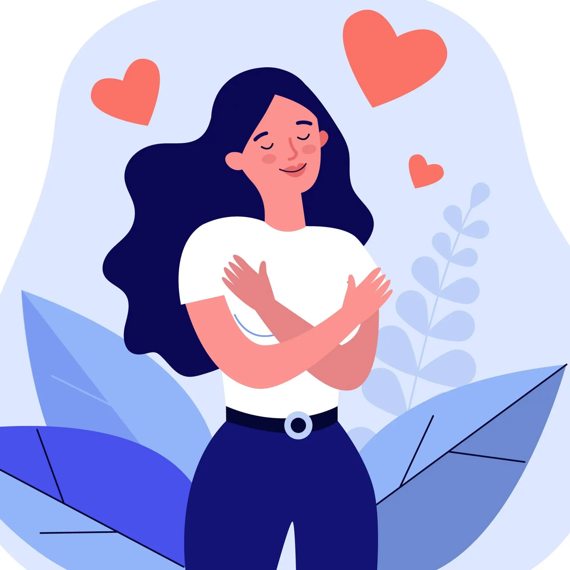 Une femme se prenant dans les bras